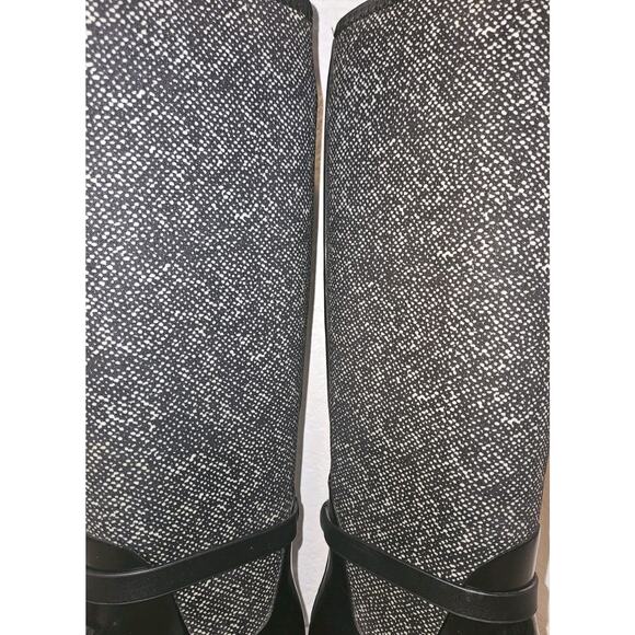 Michael Kors MK CHARM Black White Stretch Tall Rain Boots Shoes Size 6 - Picture 6 of 10
